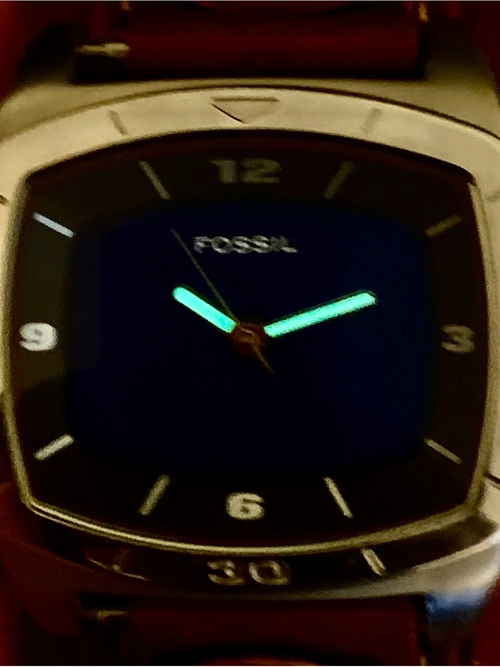 FOSSIL BIG TIC AM-3741 Men’s Vintage Quartz Wristwatch Bund Band Works New Batt